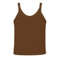 thumbnail image 5 of Women's Scoop Neck Ribbed Sleeveless Tank Top, Stretchy Casual Shirt for Workout or Everyday Summer Wear,Coffee XS, 5 of 5