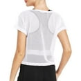 thumbnail image 3 of White Womens Tops Women Sheer Mesh Fishnet T-Shirt Crop Top Short Sleeve Net Tee Shirt T Shirts for Women, 3 of 6