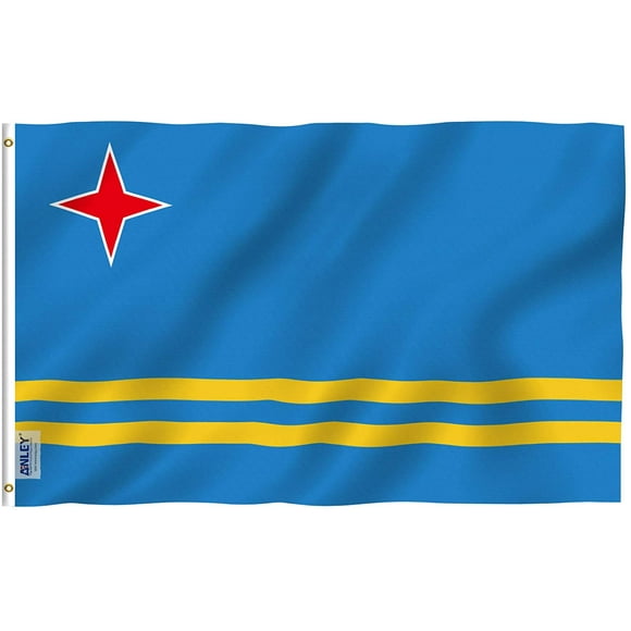 Anley Fly Breeze 3x5 Foot Aruba Flag - Aruban Flags Polyester with Brass Grommets 3 X 5 Ft