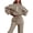 Khaki, variant on Sweatsuits Women 2 Piece Outfit Jogger Set Hoodie Top and Loose Fit Wide Leg Pants Tracksuit Set Trouser Suit Casual Fitness Set Sports Suit Valentine's Day