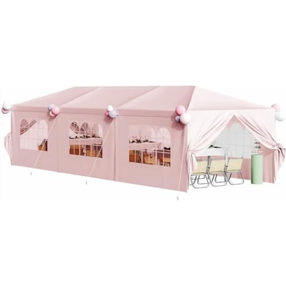 Heavy Duty 10'x30' Party Tent – Waterproof Wedding Canopy, Outdoor Event Gazebo with Removable Sidewalls (White)$$Garden & Patio