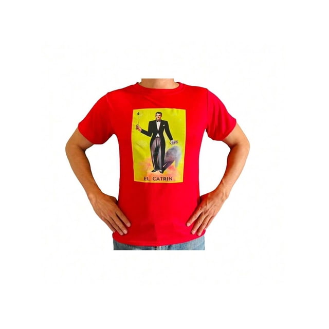 Playera De Fiestas Patrias Catrin Loteria Mexico Septiembre Dia De La Independencia Color Rojo Talla Chica Marca Emil SaEs