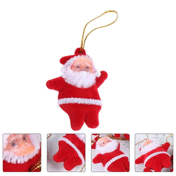 Hytrove 24Pcs Red Cloth Mini Santa Clause Shape Pendant for Xmas Party