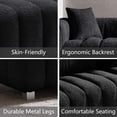 thumbnail image 5 of SZLIZCCC 87.4'' 3 Seater Velvet Sofa Loveseat ,Piano key sofa Modern Bubble Upholstered Couch with 2 Pillows and Metal Feet for Living Room Black, 5 of 8