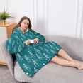 thumbnail image 5 of Oversized Wearable Blanket Hoodie,Teal Dancing Skeleton Pattern Sherpa Blanket Hoodie with Super Pockets,Super Warm Fuzzy Pullover for Women & Men, 5 of 6