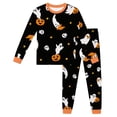 thumbnail image 5 of WhouRiu Girls Halloween Graphic Pajamas Long Sleeve Crew Neck T Shirts And Pants Pajama Set 2 Piece Kids Autumn Winter Cozy Cute Sleepwear,7-8 Years, 5 of 6