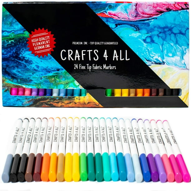 Crafts 4 All Permanent Fabric Markers 24 Pack﻿