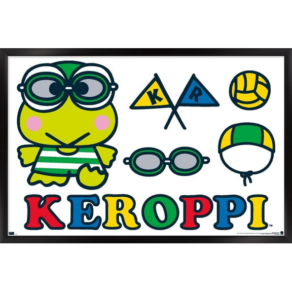 Hello Kitty and Friends: 21 Sports - Keroppi Water Polo Wall Poster, 14.725" x 22.375" Framed