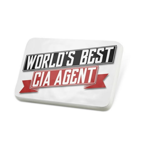 Porcelein Pin Worlds Best CIA Agent Lapel Badge –