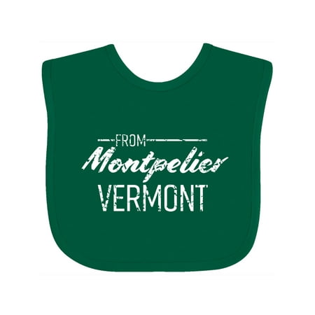 

Inktastic From Montpelier Vermont in White Distressed Text Gift Baby Boy or Baby Girl Bib