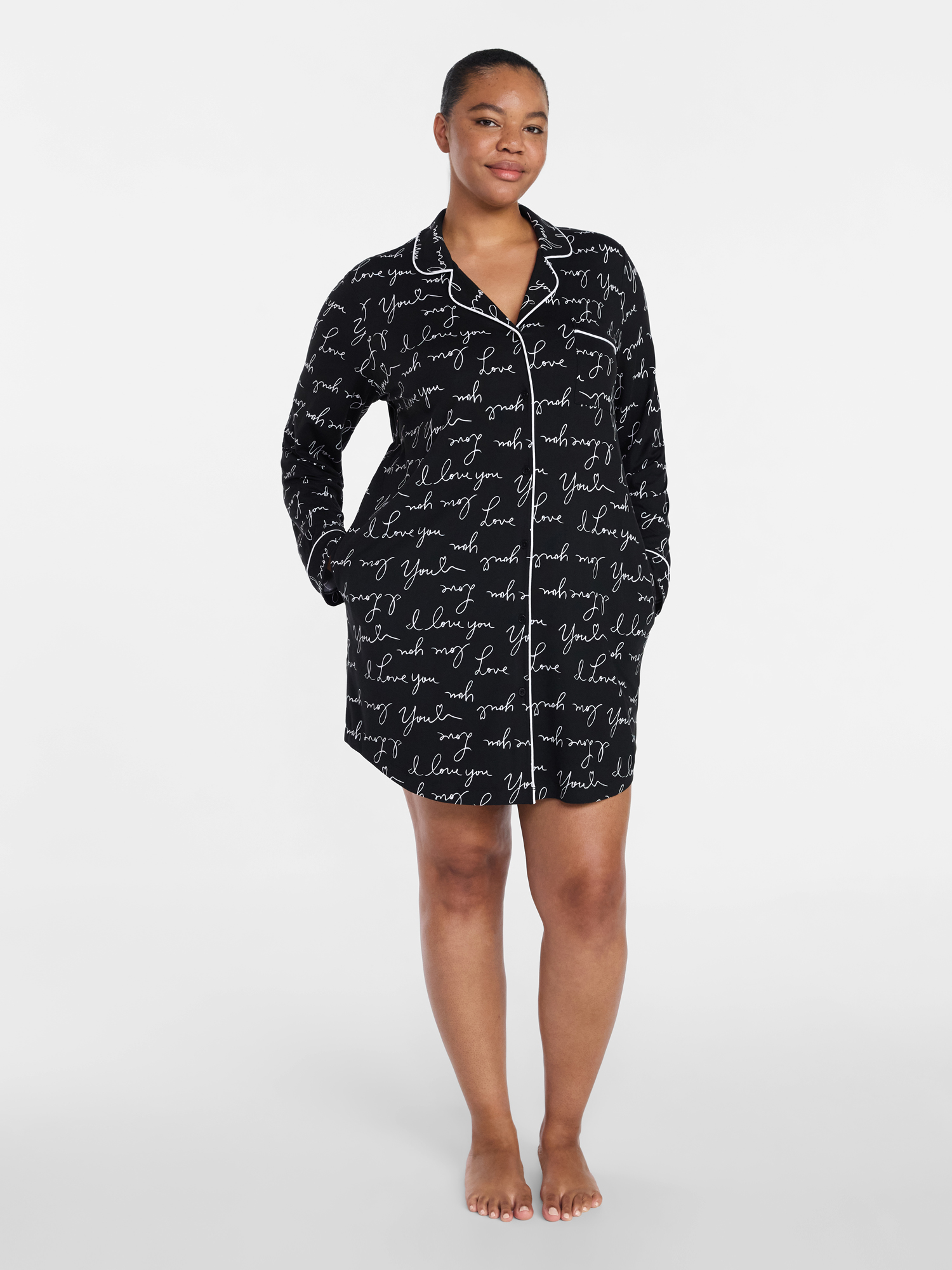 Joyspun Women's Dreamy Soft Collection Long Sleeve Sleepshirt, Sizes S-4X