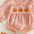 thumbnail image 4 of Gerichy Newborn Infant Baby Girl Halloween Outfit Pumpkin Turkey Embroidery Long Sleeve Smocked Bubble Romper Ruffle Thanksgiving Bodysuit 0-18 Months, 4 of 4