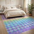 thumbnail image 3 of ODIKA 8'x10' Washable Area Rug Playroom Sparkle Unicorn Checkered Gradient Para Purple for Dining Room, Large Office, Lounge, Non-Slip Chair-Friendly Mat, 3 of 7