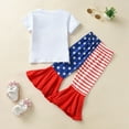 thumbnail image 4 of Ruyang Toddler Girls 4th of July Outfits Kids Independence Day USA Set Boys Short Sleeve Summer Top Ruffle Trumpet Long Pants, 4 of 8