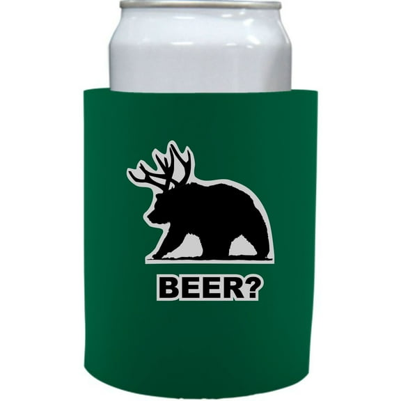 Beer Bear Thick Foam Old School Can Coolie (Dark Green)