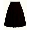 thumbnail image 2 of Women 1950s Vintage Skirt High Waisted Solid Color Pleated Swing Half Skirts A-Line Stretchy Flared Knee Length Flowy Skirt with Lace Belted, 2 of 5