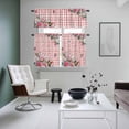 thumbnail image 4 of Pink Spring Floral Kitchen Curtains Sets for Windows 36 Inch Length, Watercolor Flowers Butterfly Checkered Rod Pocket Window Treatments Tier Curtains and Valances Set for Bedroom/Bathroom, 4 of 8