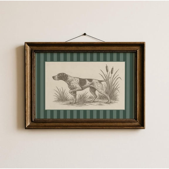 Vintage German Shorthaired Pointer Wall Art Print, Rustic Nursery Decor
