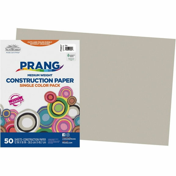 SunWorks, PAC8807, Construction Paper, 50 / Pack, Gray