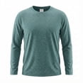 thumbnail image 7 of Domuza Mens Crewneck Shirt Long Sleeve Anti-Wrinkle Casual Muscle T Shirts Workout Slim Fitted Green L, 7 of 7