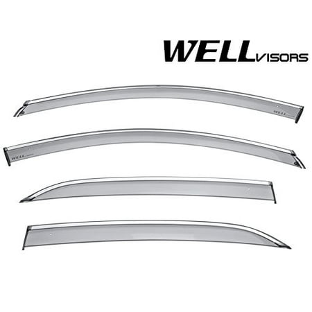 WellVisors Side Window Wind Deflector Visors - Chevrolet Chevy Equinox 18-Up 2018 2019 With Chrome
