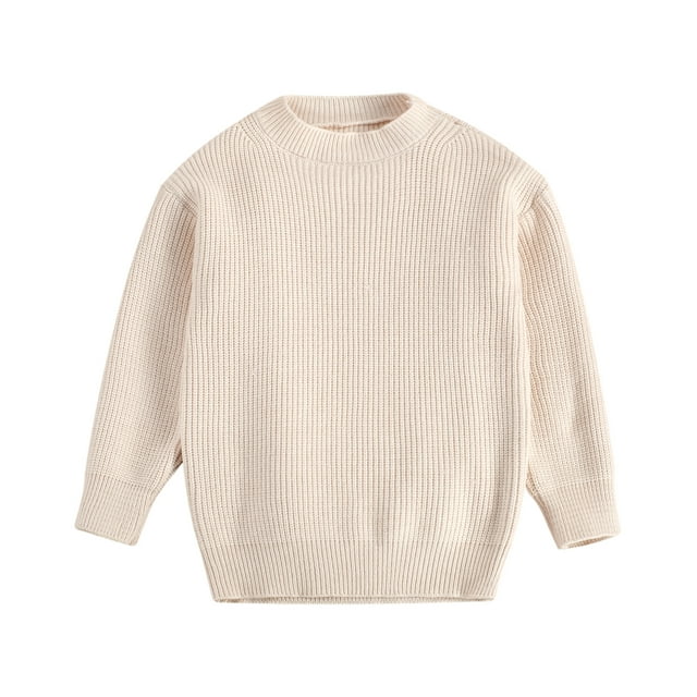 ITFABS Children's Sweater Infant's Low Collar Solid Color Pullover Striped Pit Bar Long Sleeve Top