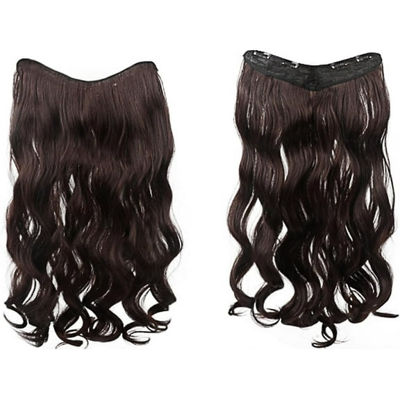 Aorsher 3/4 Full Head Curly Wave Clips in Hair Extensions 16Inch Synthetic Heat Resistant Dark Brown Hairpieces for Women 4 Clips Hair Extensions Clip In