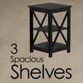 thumbnail image 3 of Lavish Home Wooden End Table, Modern Style Sofa Side Table with X-Leg Design and Two Shelves (Black), 3 of 7