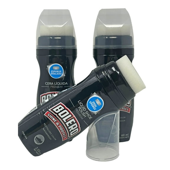 3 Pk Bolero Liquid Shoe Polish Black Shine Protect Waterproof 60mL Color Renewal