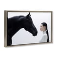 thumbnail image 4 of Stupell Industries Sleek Black Horse & Girl People Painting Brown Floater Framed Canvas Art Print Wall Art, 31 x 21, 4 of 10
