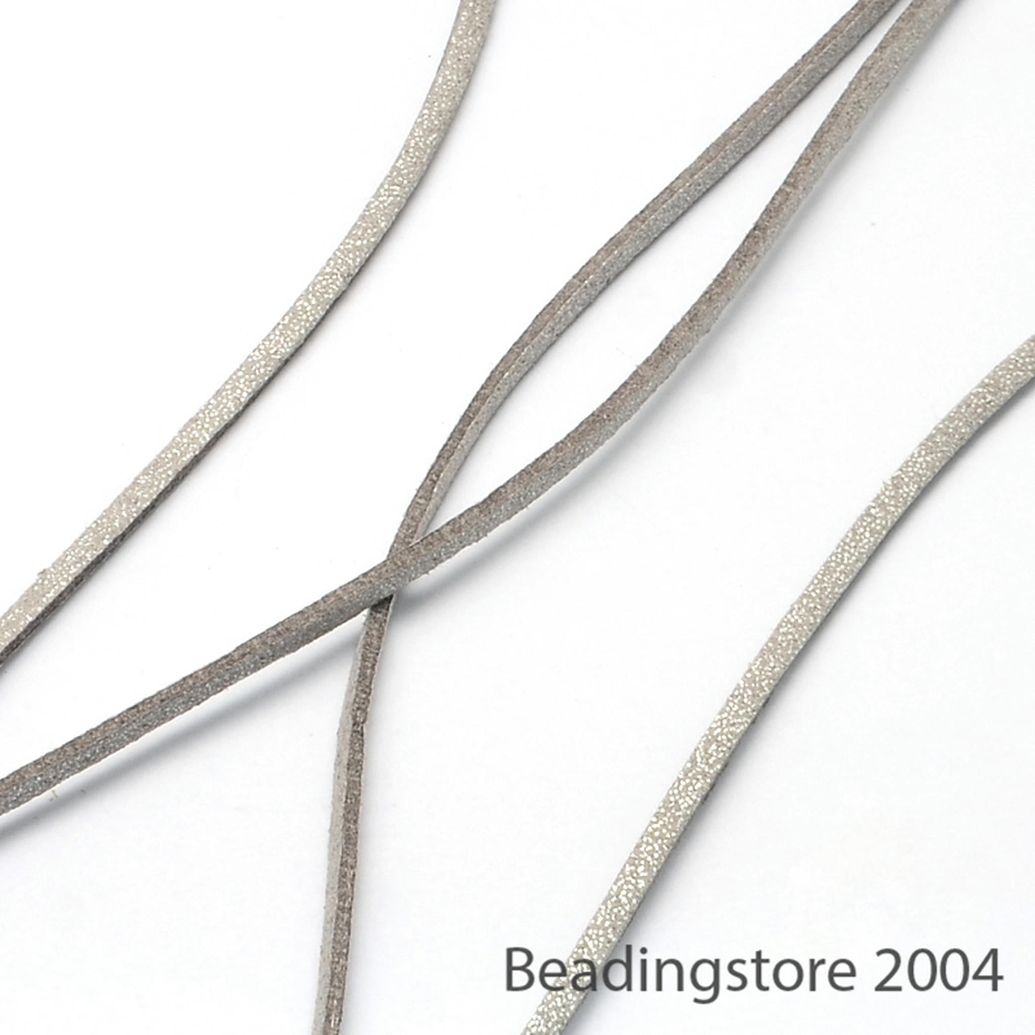 EOEMY 100Yds/Roll Glitter Powder Korean Flat Faux Suede Cords String Threads 2.7X1.4mm-Dark Gray