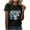 #035-Black, variant on Women's Denim Patchwork Bear Graphic Tee, Casual Short Sleeve T-Shirt, Blue and White Teddy Bear Print Top