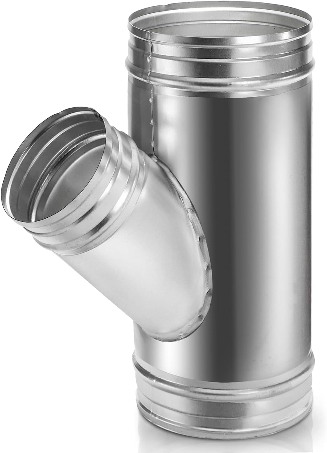6" to 4" Branch Y-Shape Ducting Connector, 45 Degree Galvanized Duct Splitter, 3-Way Dust Collection Fitting for Exhaust Fan Dryer Vent Hose Split Ventilation