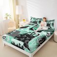 thumbnail image 3 of Castle Fairy Goth Floral Skull Queen Sheets 4 Pieces,Spooky Crow Moth Spider Queen Sheet Sets,Green Black,1 Fitted Sheet,1 Flat Sheet and 2 Pillowcases, 3 of 6