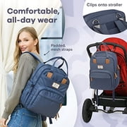 Ruvalino Baby Diaper Bag Backpack, Multifunction Waterproof Travel Bag with Insulated Bottle Holders, Durable Fabric and Changing Pad, Navy Blue