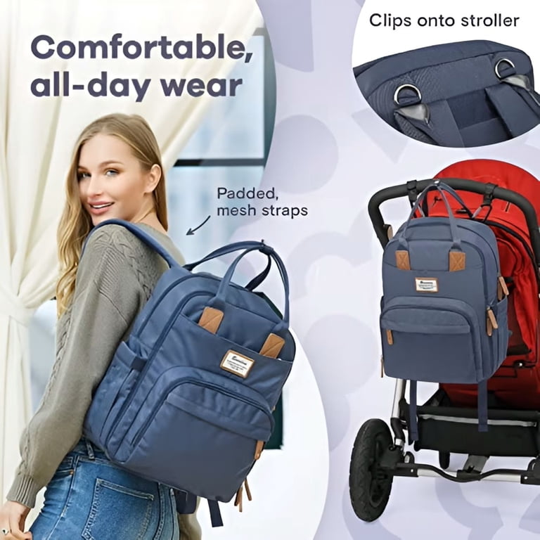 Diaper Bag Backpack, Waterproof Navy Blue photo 2