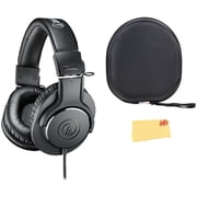 Audio-Technica ATH-M20x Professional Monitor Headphones - Black Bundle with Case and Austin Bazaar Polishing Cloth