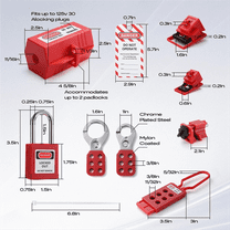 Symkmb Electrical Lockout Tagout Kit, Hasps Set, Clamp on and Universal Multipole Circuit Breaker Lockouts, LotoLockout Tags Metal