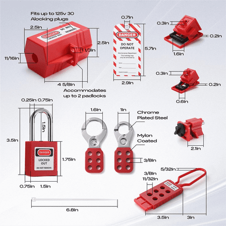 Symkmb Electrical Lockout Tagout Kit, Hasps Set, Clamp on and Universal Multipole Circuit Breaker Lockouts, LotoLockout Tags Metal