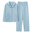 thumbnail image 2 of BONIXOOM Family Christmas Pajamas Christmas Pajamas For Women Loungewear None Long Sleeve Solid Sleepwear Sets Sky Blue L, 2 of 7