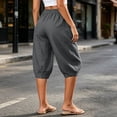 thumbnail image 6 of Lenpel Womens Capri Pants Fashion Casual High Waist Cropped Harem Pants with Pockets Lightweight Comfy Capris Slacks, 6 of 7