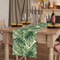 thumbnail image 2 of Green Tropical Leaves Table Runner 90 Inches Long,Farmhouse Summer Leaf Plants Cotton Linen Table Runners Dresser Scarves,Fabric Tabletop Scarf Furniture Cover for Home Dinner Party 13"x90", 2 of 9