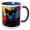Blue/White, variant on 3drose, Cute Black Panther Head, Abstract Colorful Background. Artsy Gift, 15oz Mug