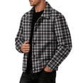thumbnail image 6 of gzxflxpge Mens Corduroy Jacket Causal Classic Fit Snap Button-Up Plaid Overshirt Retro Long Sleeve Lapel Collared Fall Winter Outerwear with Pockets Black S, 6 of 9