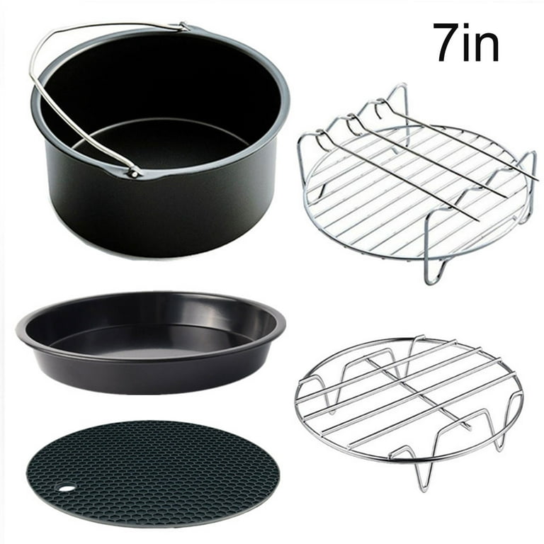 XunW Air Fryer Accessories Basket Durable Kitchen Utensils Stainless Steel  Black Baking Tools Grill