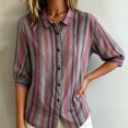 thumbnail image 4 of PBFRDSJ Womens 3/4 Sleeeve Striped Button Down Shirt Vintage Collar Loose Fit Casual Blouse for Office Business, 4 of 6