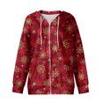thumbnail image 6 of Women's Casual Fashion Long-Sleeve Zip-Up Hoodie with Christmas Print, Knitted Pullover for Comfortable Wear and Style,Deep Red,L, 6 of 8
