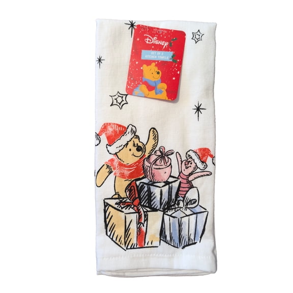 Winnie the Pooh 2 Pack Kitchen Towels 100% Cotton Christmas Gifts