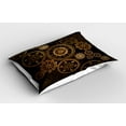 thumbnail image 2 of Ambesonne Steampunk Pillow Sham 2 Pack, Dark Shade Wheels, 30"x20", Dark Brown Sand Brown, 2 of 3