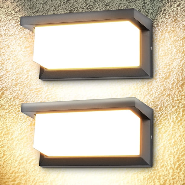 2PCS 18W LED Aplique de pared para exte Aplique impermeable para exteriores 3000K Lámpara LED blanca cálida Aplique IP65 Impermeable, Patio Villa Jardín Corredor Escaleras Iluminación de pasillo